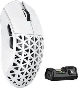 MAMBASNAKE M5 Ultra Carbon Fiber 8KHz Wireless Gaming Mouse,PAW3950MAX Sensor 42K DPI,39g Lightweight Tri-Mode 2.4GHz/BT/Wired Computer Mice,Web Driver Support,for Win/Mac/FPS/MOBA/Esports-White (B)