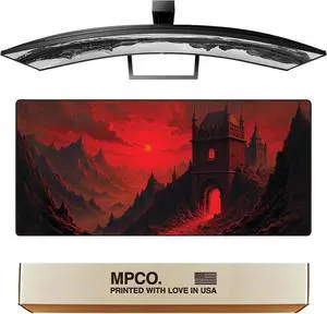 MPCO. Dark Fantasy Large Gaming Desk Pad - 36" x 17" Aeroglyde Fabric The Scarlet Passage Desk Mats - Non-slip, Washable, Smooth Glide for Precision Gaming & Work