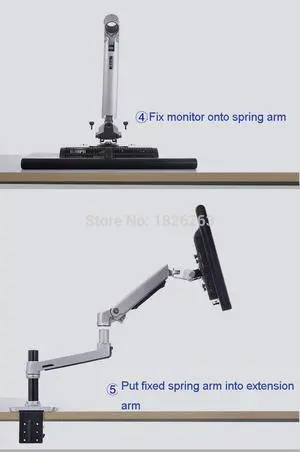 XSJ8013C Aluminum Alloy Ultra Long Arm LED LCD Monitor Holder Table Clamping Full Motion Monitor Mount Support (Silver)