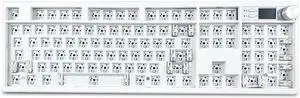 GMK104 Mechanical Keyboard Kit with Screen&Knob,VIA Programmable Hot Swap Gasket Mounted PCB Custom RGB Barebones Keyboard Wireless BT5.0/2.4GHz/USB-C Wired Full Size Gaming DIY Kit (White)