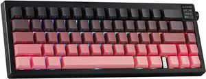 MechLands AJAZZ AK650 65% Gasket Mechanical Keyboard, 3 Modes Wireless Gaming Keyboard with 0.85'' TFT Screen & Knob, Hot Swappable, 5000 mAh Battery, Flex-Cut Plate & PCB, RGB (Black Pink)