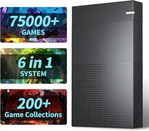 Kinhank 4tb Retro Game Hard Drive 6 Game System in 1 with 75000+ Games, Retro Game Consoles Compatible with 200+ Emulators, Portable Game Hard Drive Disk Compatible with Win 7/8/10/11