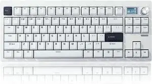GMK87 TKL Mechanical Keyboard,Tri-Mode Linear Switches PBT Keycaps 85 Keys+Rotary Knob+TFT-LCD Screen Hotswap Gasket Mounted,VIA Programmable RGB Gaming Keyboard (White, Brown Switch)