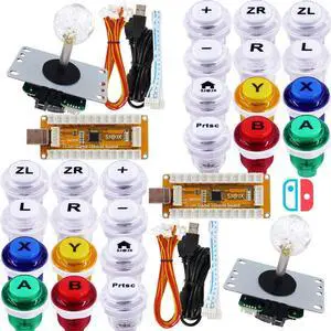 SJ@JX Arcade Game Controller USB Encoder 2 Player Gamepad Cherry MX Microswitch Button 8way Joystick for Nintendo Switch PC PS3 Retropie Raspberry Pi MAME