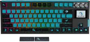 MOLGRIA SKYLOONG GK87 Jellyfish Pudding Keycaps RGB Backlit Gaming Keyboard, Hot Swappable Red Machinery Gateron Switches, Triple-Mold Connection with Knobs and LCD Display Mechanical Keyboard