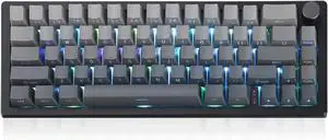 FKZ GMK67 Mechanical Keyboard,65% Mini Hot Swappable Custom Keyboard Gasket Tri-Mode Wireless BT5.0/2.4G/USB-C Wired RGB Gaming Keyboard with Knob Linear Switch&PBT Keycaps (Black-Gray)