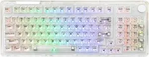 KiiBoom Phantom 98 Hot Swappable Crystal Gasket-Mounted Mechanical Keyboard, Triple Mode NKRO Gaming Keyboard with South-Facing RGB, Clear Keycaps, 8000mAh Battery for Win/Mac (Clear)