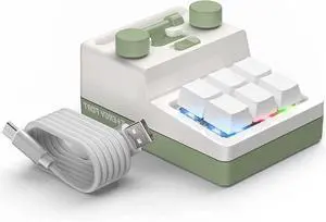 Mini 6 Key Bluetooth Mechanical Keypad, Multifunctional Shortcut Programmable Macro Keyboard with RGB Lighting Hot Swappable for Gaming