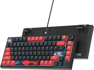 75% Mechanical Gaming Keyboard - Wired Gasket Mount TKL Hot Swappable RGB Backlit Knob for PC Laptop Windows Gamer (Red Black)