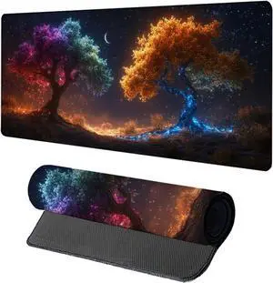 Tree Gaming Mouse Pad, Mouse Pad 48x24in, Large Desk Mat with Non-Slip Rubber Base, Office Desk Accessories, Large Extended Gaming Keyboard Mat, Big Mousepad for Computer Gamer Office, Blue 0-7256