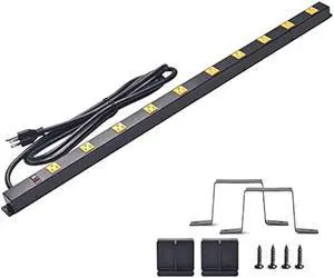 10-Outlet Heavy Duty Power Strip Surge Protector Metal Long Extension Cord 6-Foot, SGS Certified,Black(1000J)