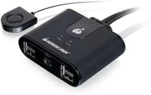 IOGEAR USB 2.0 2x4 Peripheral Switching Hub - 2 PC Share To 4 USB Devices - Up To 480Mbps - Mobile Devices Charging - Mouse/Keyboard - Printer - Scanner - EX HD - LED Indicators w/Remote - GUS402