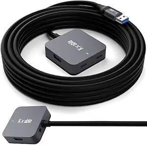 Upgrade USB Extension Cable 15FT with 4-Port (2 A + 2 C), Long USB 3.0 Type-A Extender Cord, Y Splitter Hub, Type-A Male to A-Female + C-Female Extender Cord