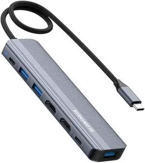 USB C Hub Docking Station Dual Monitor for Laptop, MacBook Air/Pro Dock Adapter Multiport Dongle with 2 HDMI Ports 4K 60Hz, 100W PD Charging, 3 USBA 3.0 & USBC