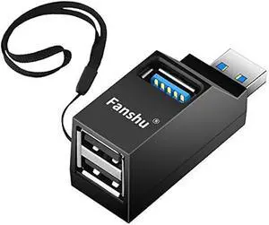 USB 3.0 Hub, Fanshu 3 Port Mini Portable Fast High Speed Bus Powered Data USB Hub Transfer, Splitter Box Adapter Expansion for PC Notebook Laptop Computer Mac Linux Windows