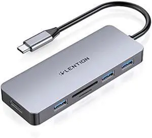 LENTION USB C Hub with 4K HDMI, 3 USB 3.0, SD/Micro SD Card Reader Compatible 2023-2016 MacBook Pro, New Mac Air/Surface, Stable Driver Certified Multi-Port Adapter (CB-C18, Space Gray)