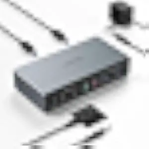 Unitek KVM Switch 2 Monitors 2 Computers 4K@60Hz HDMI+Displayport Dual Monitor KVM Switches 3 USB Ports for Sharing Keyboard Mouse Hard Drives Mic Headset 2 USB-B Cable DC 5V Adapter Controller