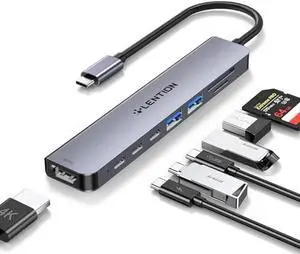 LENTION 8 in 1 USB C Hub with 4K@60Hz HDMI Adapter, 2 USB C Data & 2 USB 3.0 Port, 100W PD, SD/Micro SD Card Reader for 2016-2025 MacBook Pro M4, New Mac Air/Surface, More, (CB-CE19, Space Gray)