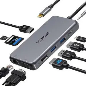 USB C Hub Type C Multiport Adapter for MacBook Pro/Air, 10 in 1 Mac Dongle with HDMI, Ethernet, VGA, PD Port, 3 USB 3.0, SD/TF Card Reader and Mic/Audio for Windows Type C Laptops USB C Hub Type C Multiport Adapter for MacBook Pro/Air, 10 in 1 Mac Dongle with HDMI, Ethernet, VGA, PD Port, 3 USB 3.0, SD/TF Card Reader and Mic/Audio for Windows Type C Laptops