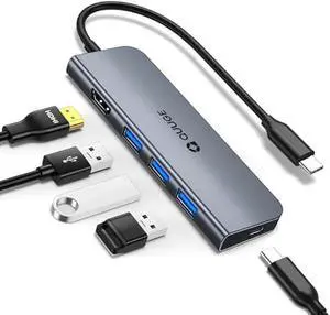 USB C Hub Multiport Adapter 5-in-1: USB C to HDMI Adapter with 4K, 3 USB3.0 Data Ports, 100W Power Delivery, TV Dock for Nintendo Switch, Steam Deck, Rog Ally, MacBook Pro/Air, iMac and More