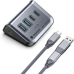 Yottamaster USB 3.2 Hub 10Gbps, USB C Splitter with 2 USB C 3.2 and 2 USB A 3.2 Ports, Triangle Desktop USB Hub with 1.64ft Cable for PC, Laptop (Not Support Charging)