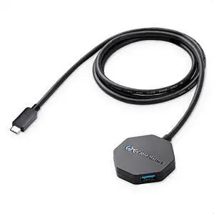 Cable Matters Ultra Mini 4 Port USB C Hub with Long 4 ft Extension Cable Tail (USBC to USB Hub, USBC Dock Long Cord) in Black - Thunderbolt 4 / USB4 / Thunderbolt 3 Port Compatible