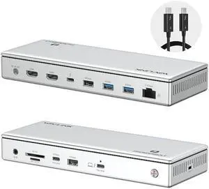 WAVLINK Thunderbolt 4 Hub with Dual HDMI 4K@60Hz,100W Charging, Thunderbolt Certified, 13-in-1 Thunderbolt 4 Dock Dual Monitor Single 8K Output for Windows or Mac, 4X USB, 2.5G Ethernet,SD/MicroSD