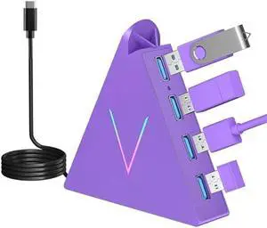 USB C Hub,USB Hub Tower with 2FT Extended Cable,Type C to USB 3.0 4-Port Splitter Adapter for MacBook, iMac, Laptop, Surface, XPS, Flash Drive, Keyboard, Mouse, HDD (2ft, Dark Purple USB C Hub,USB Hub Tower with 2FT Extended Cable,Type C to USB 3.0 4-Port Splitter Adapter for MacBook, iMac, Laptop, Surface, XPS, Flash Drive, Keyboard, Mouse, HDD (2ft, Dark Purple