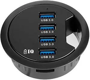 WDX Grommet Hole in Desk USB 3.0 4 Port Hub/BC 1.2 USB Charger, for iPad/Tablet and iPhone/Smart Phones