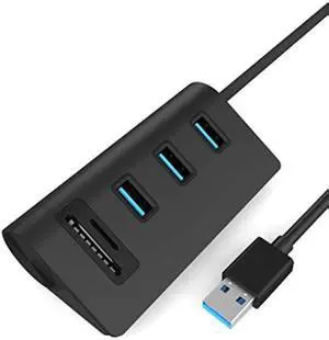 Cateck USB 3.0 HUB, Bus-Powered USB 3.0 3-Port Aluminum Hub with 2-Slots Card Reader Combo for iMac, MacBook Air, MacBook Pro, MacBook, Mac Mini, PCs and Laptops, Black
