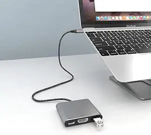 Battony USB C Multiport AV Adapter with 4K HDTV Output USB 3.0 Port, 50cm Braided Cable & USB-C Fasting Charging Port,Compatible for MacBook Pro Air M1 M2 Pad Pro iMac and Other Type C Devices