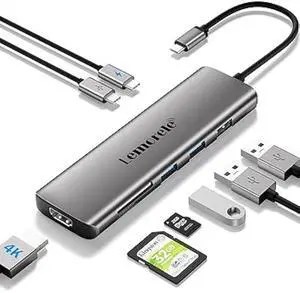 Lemorele 8-in-1 USB C Hub Multiport Adapter, USB-C Hub with 4K HDMI Output, 100W Power Delivery, USB 3.0 5Gbps Port, SD/TF Card Reader Adpater, Compatible for MacBook Pro, XPS, Chromebook and More