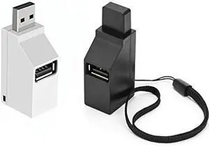 LIXINTIAN[2 Pack ] USB2.0 Splitter, 3-Port USB 3.0 Hub, for Notebook, USB Flash Drives, Mobile HDD, Laptop, PC - White Black