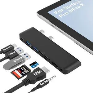 Surface Pro 9 Accessories, Surface Pro 9 Docking Station with 4K HDMI, USB-C Thunderbolt 4 (8K@30Hz Display+40G Data+100W Power), 2 USB 3.0, 3.5mm Audio, SD/TF Card Slot for Surface Pro 9/10/11/X