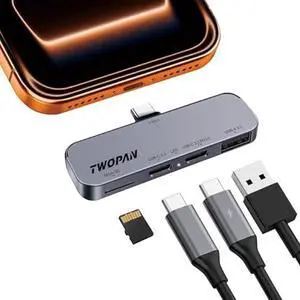 USB C iPhone Hub for ProRes Video Recording - Ultra-Slim Aluminum USB 3.2, Dual USB-C, Micro SD, and Charging Port Hub for iPhone 17/16/15 Pro/Pro Max