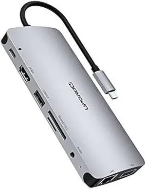 USB C Docking Station, MacBook HDMI Adapter 13-in-1 UPGROW Type-C Hub with 4K HDMI,VGA,USB 3.0&2.0, USB C/F, PD Charger, SD/TF, RJ45, Aux, USB C Ethernet Adapter Splitter for Most Type C Laptops