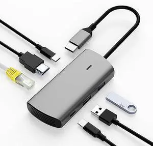 IDISON 6-in-1 USB C Hub with 4K HDMI, 2 USB 3.0 Ports USB C PD 1Gbps Ethernet Compatible with Laptop, MacBook Pro, MacBook Air, iPad, XPS, and More