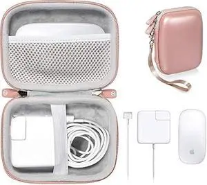GETGEAR case for MacBook Magsafe/Magsafe 2 Charger Adapter, Magic Mouse 1, 2, Lightning Hub, Type C and USB Hub, Card Reader, All in one Carrying Solution (Rose Gold)