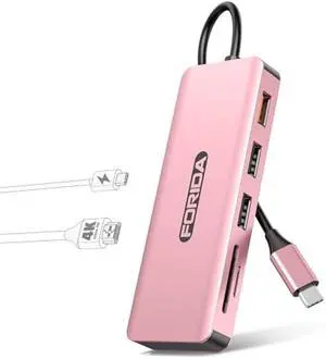 USB C Hub, 7 Ports USB C MultiPort Adapter for MacBook Pro/Air, Type C to HDMI Dongle with 4K HDMI, 1 USB 3.2 Up to 10Gbps, 2 USB 2.0, 100W PD, SD/TF for iPhone 15/16 and Other Type C Devices