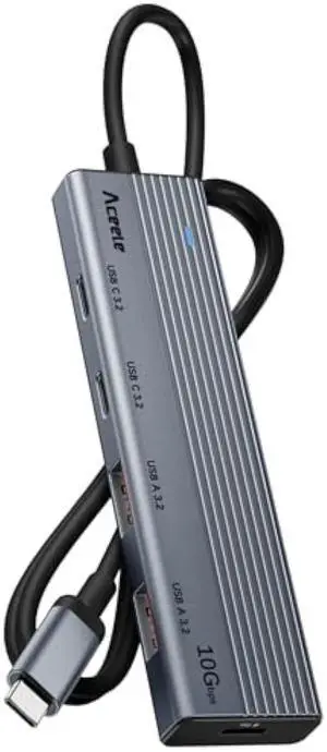 Aceele 10Gbps USB C Hub Splitter with 2*USB-A 3.2 & 2*USB-C 3.2, 100W PD Charging Port, USBC to USB A Hub Multiport Adapter for MacBook Pro, iMac, iPad and More(Not Support Extend Monitor)