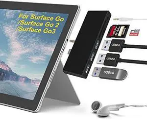 Surface Go/Surface Go2/Surface Go3 USB Adapter, 6-in-2 Surface Go/Go 2/Go3 Accessories with USB 3.0+2 USB2.0 Ports, 3.5mm Audio and Mic 2 in 1 Port, SD/TF Card Reader -for Microsoft Surface Go/Go2/Go3