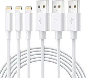 Novtech Lightning Cable MFi Certified, iPhone Charger 3 Pack 3FT Lightning to USB Cable Cord, 2.4AFast Charging Wire Compatible with iPhone 14 13 12 11 Pro Max Mini SE XS MAX XR X 8 7 6 Plus, White
