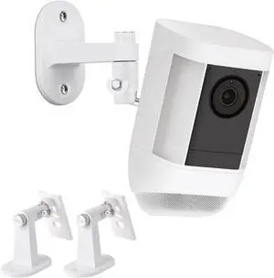 2Pack Security Wall Mount for Ring Spotlight Cam Battery and Ring Spotlight Cam Plus/Pro (Battery), 360° Adjustable Indoor/Outdoor Mounting Bracket for Your Surveillance Camera System - White