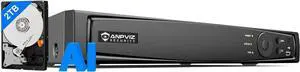 Anpviz AI 12MP 8CH POE NVR (12MP/8MP/6MP/5MP/4MP/3MP/1080P) Smart AI POE Network Video Recorder - Supports up to 8 x 12MP/4K IP Cameras, 8-Channel Power Over Ethernet Pre-Installed 2TB HDD