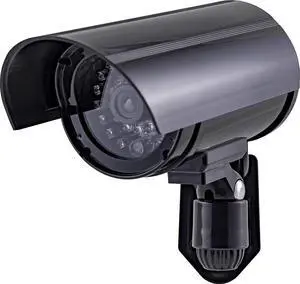 GE Power Gear GE Decoy Security Bullet Camera with Flashing Red Light, Blinking LED, Fake Surveillance, Realistic Looking Recording Lens, Indoor/Outdoor Use, Wireless, Black, 40661