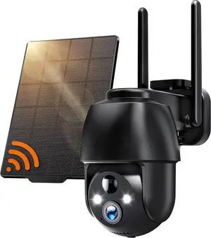 Solareye Solar Security Camera Wireless Outdoor, 2K 360°WiFi Camera with Color Night Vision, PIR Motion Detection, 2-Way Talk, IP66 Waterproof