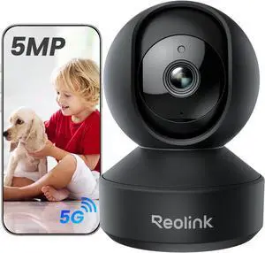 REOLINK E1 Pro(Black) 3K PT Wi-Fi Indoor Camera for Baby & Pet Monitoring, Auto Tracking, 5MP Night Vision Enhanced by F1.6 Aperture, Person/Pet/Baby Crying Detection, 2.4/5GHz Wi-Fi, Two-Way Audio