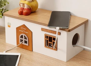 Cable Management Box, Wood Extension Cord Organizer, Handmade Power Strip Box for TV Computer Wire USB Hub System, Surge Protector Cord Hider Box on Desk or Floor (Medium) Cable Management Box, Wood Extension Cord Organizer, Handmade Power Strip Box for TV Computer Wire USB Hub System, Surge Protector Cord Hider Box on Desk or Floor (Medium)