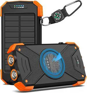 BLAVOR Solar Power Bank 10,000mAh, Portable Wireless Charger, 20W Fast Charging External Battery Pack with USB C for Cell Phones, Solar Panel Charging with Dual Flashlight for Camping BLAVOR Solar Power Bank 10,000mAh, Portable Wireless Charger, 20W Fast Charging External Battery Pack with USB C for Cell Phones, Solar Panel Charging with Dual Flashlight for Camping