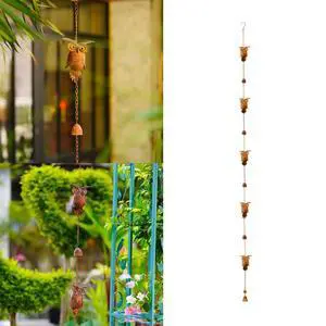 Charming Iron Owl Rain Chain For Courtyard Eaves - Unique Decorative Solution For Home Garden Decor Accessory In Stock
